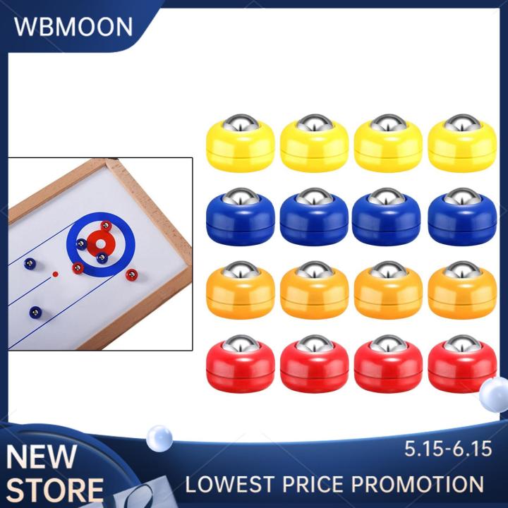 WBMOON 16ชิ้น Pucks Shuffleboard เกมอุปกรณ์เสริมการม้วนผมในร่ม