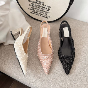 French Style Small Fragrant Style Baotou Sandals Fairy Shoes New Spring and Summer Pointed Temperament Socialite High Heels Evening Shoes