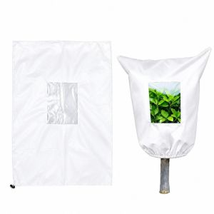 LITUILI Non‑woven Plant Frost Protection Cover Breathable View Window Plant Protection Bag Durable with Zipper Drawstring Freeze Protection Cover for Outdoor Plant