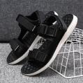 Fashion men and women sandals for  two straps Korean Style summer breathable beach sandal black rubber shoes size 36-45. 