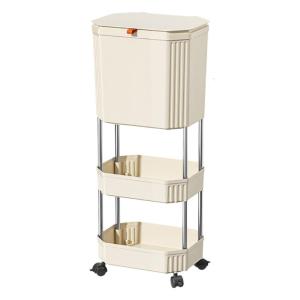 Space Saving Kitchen Trash Can Organizers Storage Shelf with Wheel Not Need Tool Setups Narrow Waste Basket for Kitchen