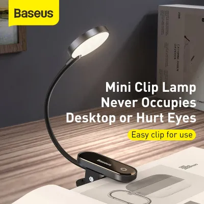 Baseus LED Clip Table Lamp Stepless Dimmable Wireless Desk Lamp Touch USB Rechargeable Reading Light LED Night Light Laptop Lamp