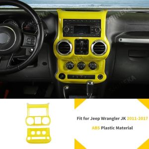mv1 Car Yellow Interior Center Console Decoration Cover for Jeep Wrangler JK 2011 2012 2013 2014 2015 2016 2017 Accessories B9K4H