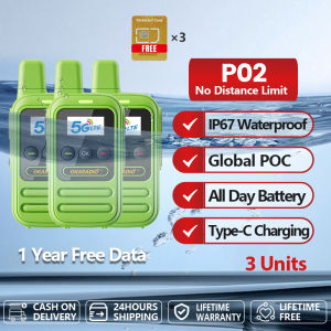 1Year Free SIM Card OKARADIO P02 Global POC Radio 6000KM No License Required Global Walkie Talkie Long Range Waterproof Type-C Charging Network Intercom for Family Logistics Company Construction Warehouse