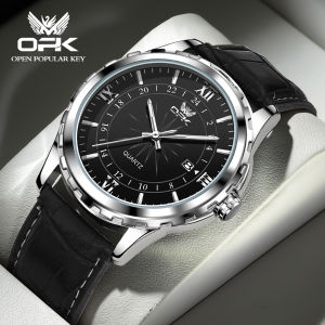 OPK Watches for Men Branded Original 2023 New Waterproof Luminous Calendar Leather strap Casual Business style Quartz
