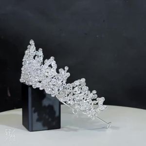 มงกุฎเจ้าสาวสีโรสโกลด์สไตล์บาโรก วินเทจ ประดับด้วยลูกปัดคริสตัลและเพชรเทียม สำหรับผู้หญิง อุปกรณ์เสริมผมงานแต่งงาน