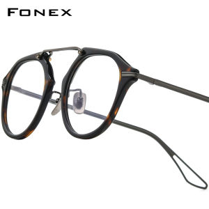 FONEX Acetate Titanium Glasses Frame Men Brand Design Vintage Retro Oval Eyeglasses Women Japanese High-Quality Spectacles Custom Optical Eyewear DTX119