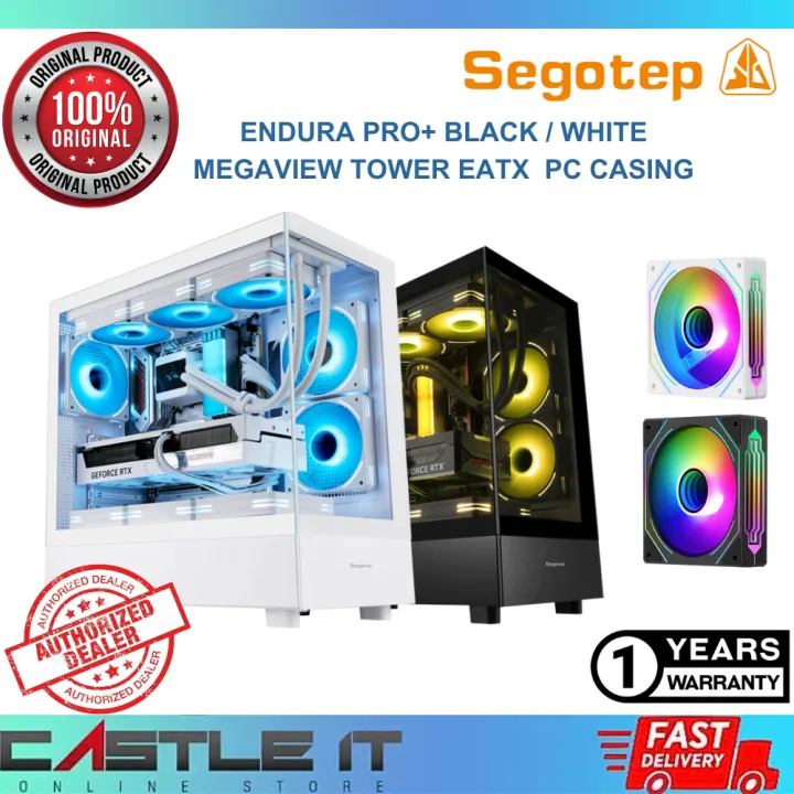 Segotep ENDURA PRO+ BLACK / WHITE MEGAVIEW Tower EATX ATX MATX ITX PC Casing Chassis Case