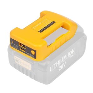 MAXG Kẹp thắt lưng Bộ chuyển đổi pin Cổng ra USB C Điện áp vào 20V Nguồn điện di động Đầu ra kép Thiết kế gắn tường Bộ chuyển đổi pin USB C Cho Pin Lithium-ion DeWalt 18V‑20V Sử dụng khẩn cấp ngoài trời