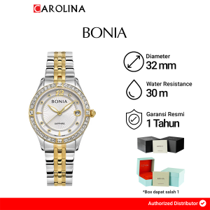 Jam Tangan Wanita BONIA Elegance B10784-2115S Silver Dial Dual Tone Stainless Steel Strap