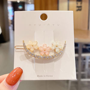 Ready Stock 4PCS/SET Crystal Flower Hair Clip Set Ladies Korean Fashion Flower Hair Pin Set
