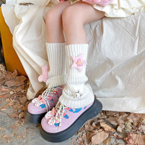 Kawaii Children Korean Sweet 27cm Leg Warmers Kids Cute Knitted Warm Foot Cover for Girls Elastic Tube Socks Y2K Gloves