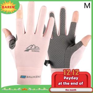BAREN Mùa hè Kem chống nắng găng tay phụ nữ mỏng băng lụa chống tia cực tím sương ngón tay màn hình cảm ứng lái xe không trượt Găng tay thoáng khí