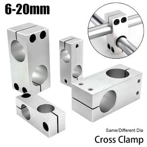 NOBLELYN 1Pcs Vertical Fixed Diameter Pillar Fixing Clamp Optical Axis Aluminum Alloy Fastening Cross Clip Same/Different Diameter Steel Pipe Fixing Bracket