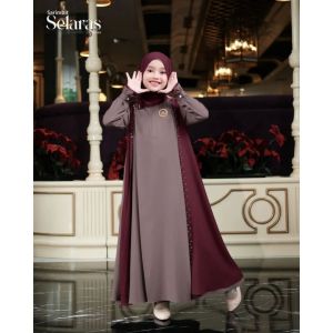 COD Selaras Kids + Hijab Ceruty Swaroski Usia 10-12 Tahun Gamis Anak Perempuan Dress Anak Tanggung