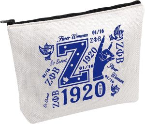 Greek Sorority Gift Sisterhood Makeup Bag 1920 Finer Women Makeup Bag Sorority Paraphernalia Gift Zeta Dove Gifts Social Worker Gift (ZBP Finer)