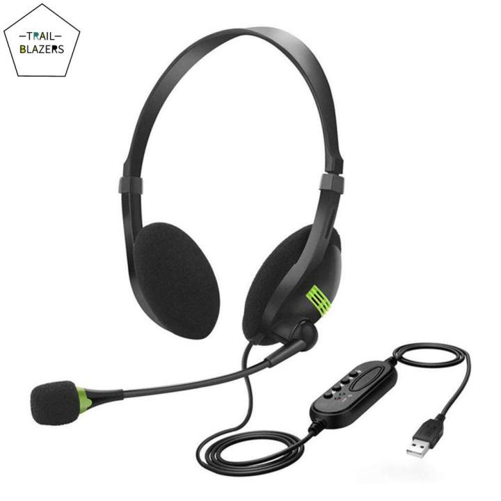USB Headset Lightweight Comfortable Headphone with Flexible Noise-canceling Microphone Universal for Computers Laptops PCs