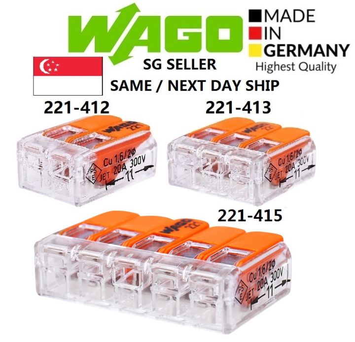 Wago 221 Series Lever-Nuts – 25x 221-412 Cable Connectors In Resealable Box (Genuine)