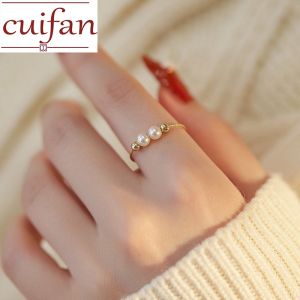 18k gold pawnable saudi gold original Pearl ring with adjustable opening Women Fashion Rings