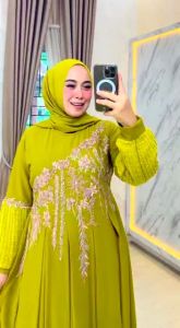 REALPICT COD DRESS KAYLA FREE FASMINA BAHAN FULL CERUTY APLIKASI BRUKAT PAYET LD 110 PB 142 BEST SELLER PREMIUM TANGAN PERTAMA KONVEKSI