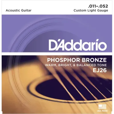 DAddario Phosphor Bronze Acoustics Guitar String EJ15 (10-47) EJ26 (11-52) EJ16 (12-53)