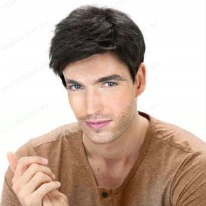 Short hair mens wig chemical fiber headgear high temperature silk rose net wig