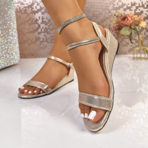[Free Shipping] 2026 Summer New Large Size Wedge Sandals With Single Strap Buckle High Heel Open-Toe WomenS Sandals