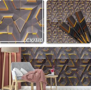 wallpaper dinding 3d geometric strip gold wallpaper stiker lebar 45cm panjang 8meter
