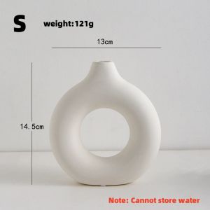 Nordic imitation ceramic plastic vase Doughnut shaped drop resistant vase Home desktop wedding decor