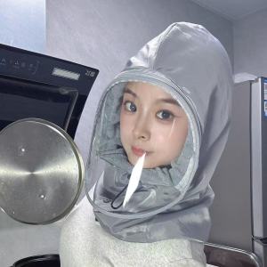 Kitchen Oil Splash Face Mask for Women Full Face Protective Hood Clear Screen Ice Silk Anti-Fume Shield for Cooking Farming Dustproof