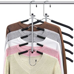 LIUJIR 5 in 1 Multi-Layer Hanger Heavy-Duty Traceless Space Saving Hanger Garment Organizer Durable Non-Slip Clothes Rack Household