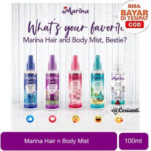 Marina Hair & Body Mist Cologne Morrocan Blue - Pink City - Wisteria Garden - Secret Paradise - Caribbean Breeze - Hijab Edition 100ml Cerianti