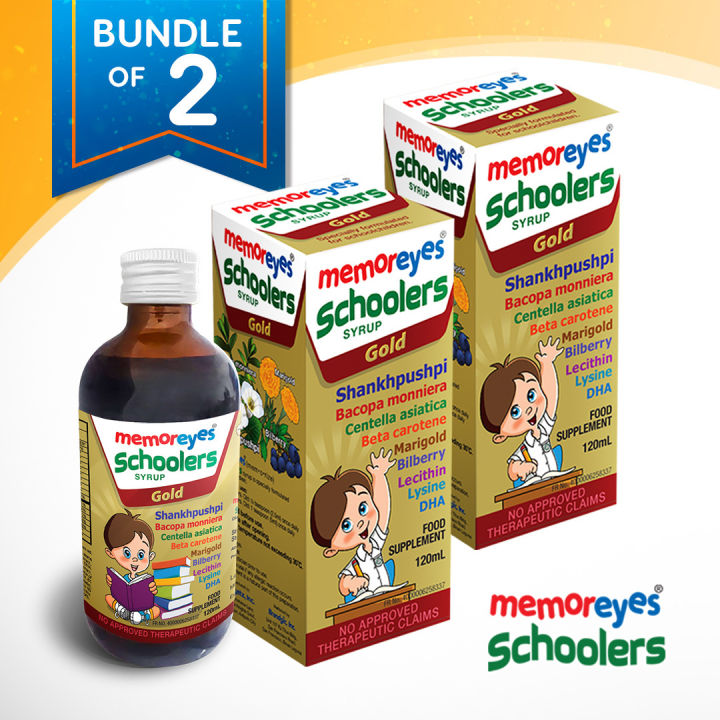 2 Memor Eyes Schoolers Gold Syrup 120ml Brain & Eye Supplement Memory ...