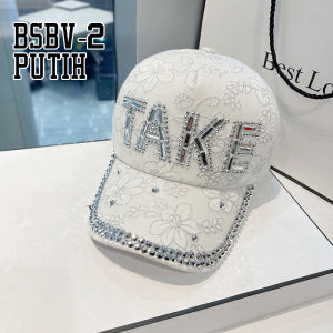 Topi Baseball Pria Wanita Motif Bunga Logo Take Manik Blink Blink Mewah Gaya Jepang Fashion  BSBV