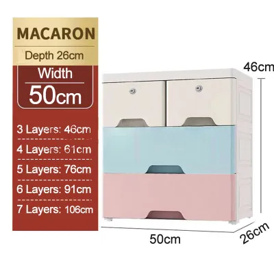 L50-60cm Plastic Drawer Cabinet With Lock &Wheels Multilayer Drawer Baju Clothes Storage Cabinet Plastic Wardrobe Almari Baju Murah 衣柜/衣橱