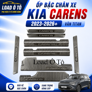 Ốp Bậc Cửa Nẹp Bước Chân Xe KIA Carens 2026-23 Mẫu Vân Titan Cao Cấp Bộ 8 Chi Tiết Thiết Kế Vân Titan Sang Trọng