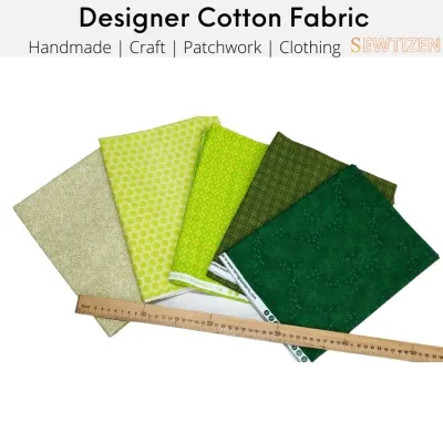 Designer Cotton Fabric Green Color Kain Cotton Patchwork Cotton Cloth Clothing Quilting