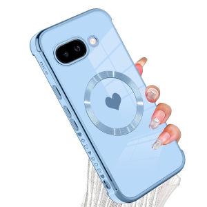 For Google 9A Love Heart Case Plating Airbag Soft Silicone Cover for Google Pixel 8 9 10 Pro XL 8A 7A Case
