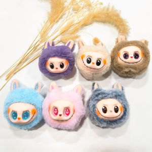 LABUBU Heart-beating Macaron Vinyl Face Keychain Plush Doll Bag Decorative Pendant Cute Cartoon Doll Keychain Keyring Schoolbag Hanging Ornament Gift