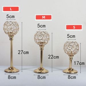 3 Height Golden Crystal Tea Light Candle Holder Sparklers Wedding Candelabra (paket individu) lamputoko  3 IN 1 Kristal Candelabra