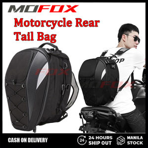 MOFOX Motorcycle Rear Seat Bag Waterproof Motorbike Travel Luggage Bag 37L Large Capacity Reflective Scalable Helmet Pack Motorcycle Belt Tail Bag Motorcycle Bag