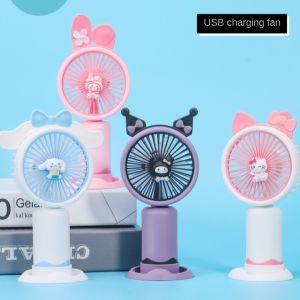 JIYAN2866 Sanrio Mini Portable Fan Plastic Handheld USB Charging Fan Cartoon Gift Desktop Fan Students