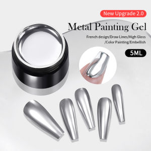 BORN PRETTY 5มิลลิลิตรเมทัลลิจิตรกรรมเจลโปแลนด์เล็บยูวีเจลประกายแช่ปิดเจลเล็บโปแลนด์เล็บยูวีเจลซิลเวอร์โกลด์วาดกระจก G Litter เจลเล็บ