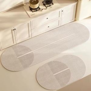 Japanese-style kitchen floor mat waterproof oil-proof wipeable no-wash wabi-sabi style non-slip anti-dirt household foot rug.