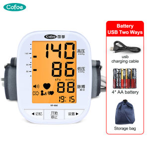 Cofoe Upper Arm Blood Pressure Machine Digital BP Check Monitoring Set for Dual User with Tri-color Backlight Original Blood Pressure Monitor Smart Sphygmomanometer Heart Rate Meter 血压测量器KF-65K