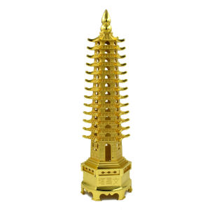🏯 Feng Shui Wenchang Pagoda Tower 9 Levels | Metal Craft Ornament for Study & Home Decoration 📚 | Lucky Wealth & Wisdom Statue