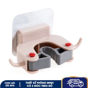 Móc treo cây lau nhà kẹp chổi lau nhà treo ô đa năng có đế keo dính tường chắc chắn - Màu ngẫu nhiên
