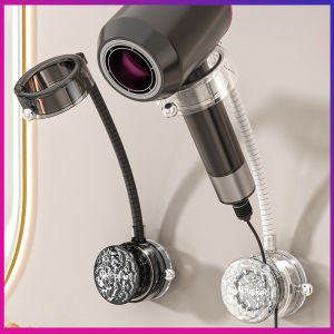 Hair Dryer Holder Punch-free Strong Attached Adjustable Arm 360-Degree Rotation Wall-mounted Support Plastic Blow 风筒支架