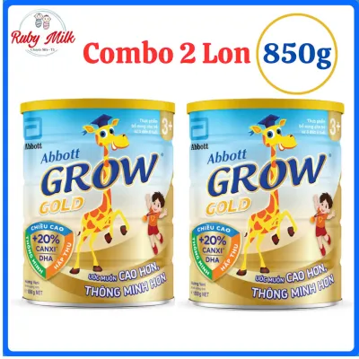 Combo 2 Lon Sữa Abbott Grow Gold 3+ Lon 850g hương Vani (3 - 6 tuổi)