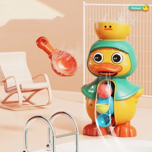IPIE2 Power Suction Water Rotating Water Wheels Bathroom Toy Cartoon Duck Toddlers 1-4 Years Old Cartoon Duck Bathtub Toys Water Toy PVC Duck Water Spray Bath Toys Bathing Toys
